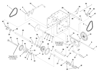 Traction Drive Group - Steerable Diagram and Parts List for 1695070-966D 2006 Briggs and Stratton Snow Blower